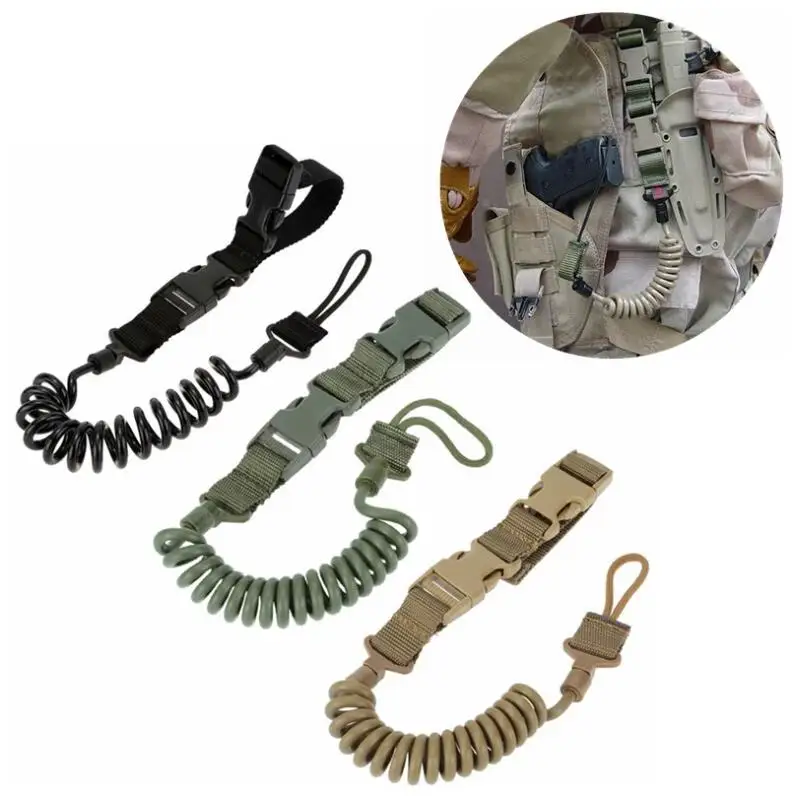 

Военный Тактический шнурок многоцелевой пружинный шнурок для пистолета безопасный шнурок ремень для винтовки ремень для стрельбы охоты пистолета аксессуары