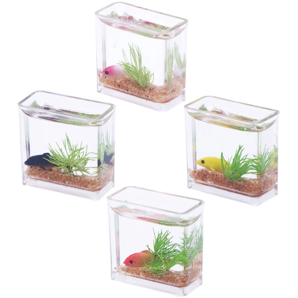

4 Pcs Fish Light House Decorations Home Small Tank Miniature Bowl Centerpiece Table Crafts Micro Landscape Model