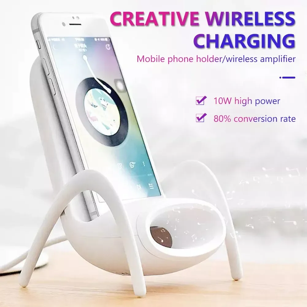 

Chair-Shaped Mobile Phone Wireless Charging Bracket High-Speed Fast Wireless Charging Stand Speaker Function Phone Stand