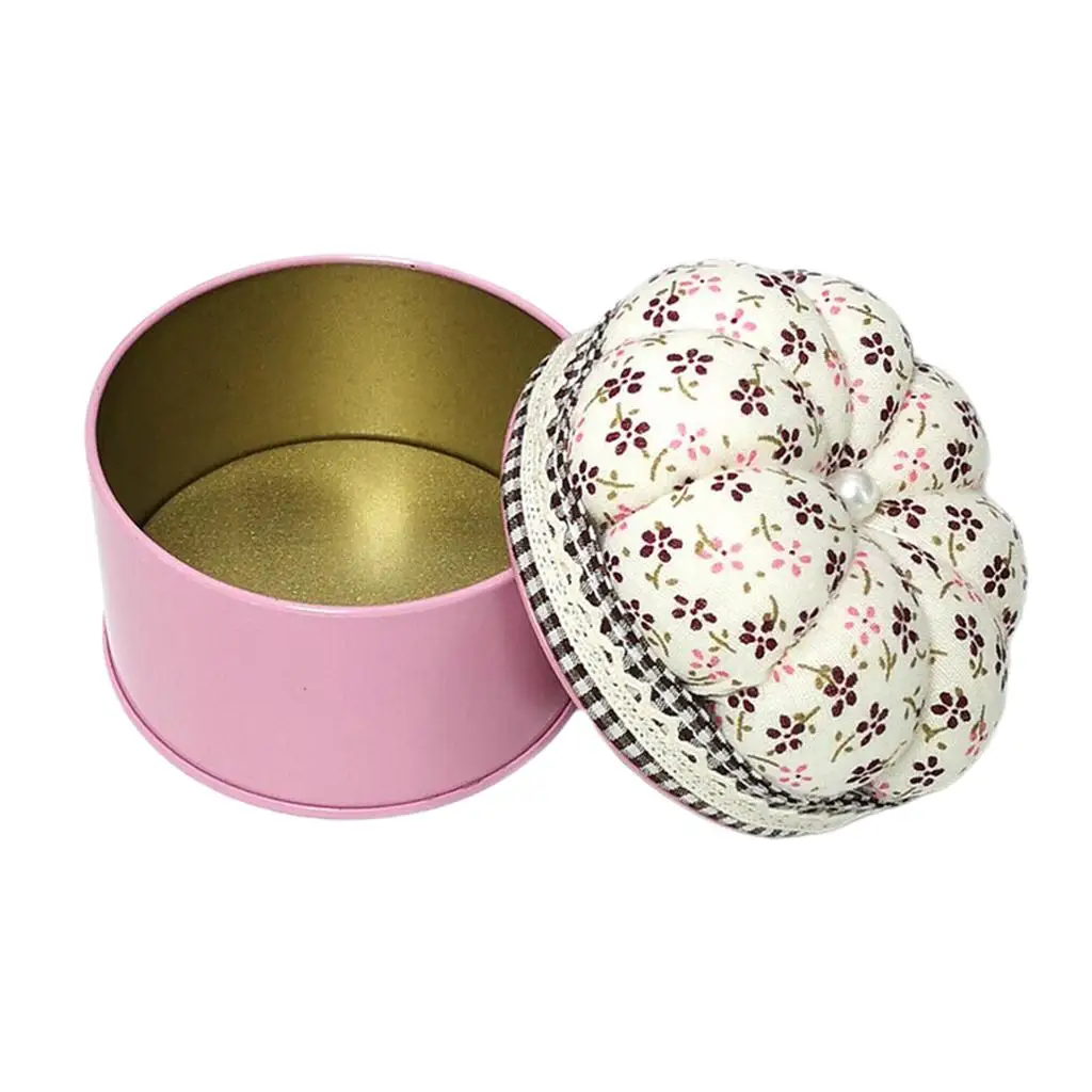 

Vintage Round Pin Cushion, Storage Holder for Sewing Stitchingpoint