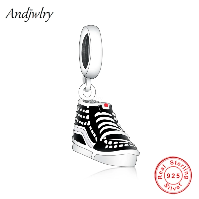 

Fit Bracelet Charms Silver 925 Original Mini Black Sneaker Shoes Bead Bracelet&Bangle Jewelry Berloque