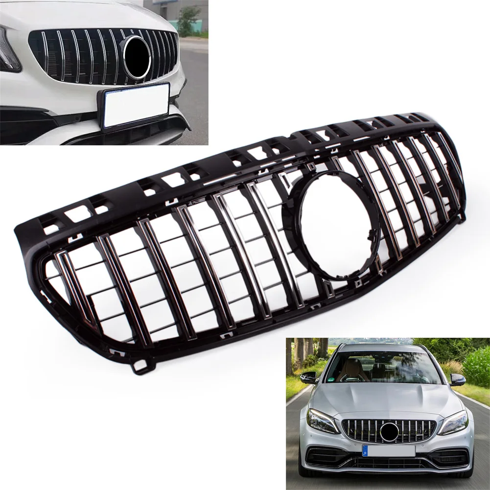

Car GTR Style Front Grille Girll For Mercedes Benz A Class W176 A200 A250 2013 2014 2015 Silver ABS Plastic A45 AMG Look
