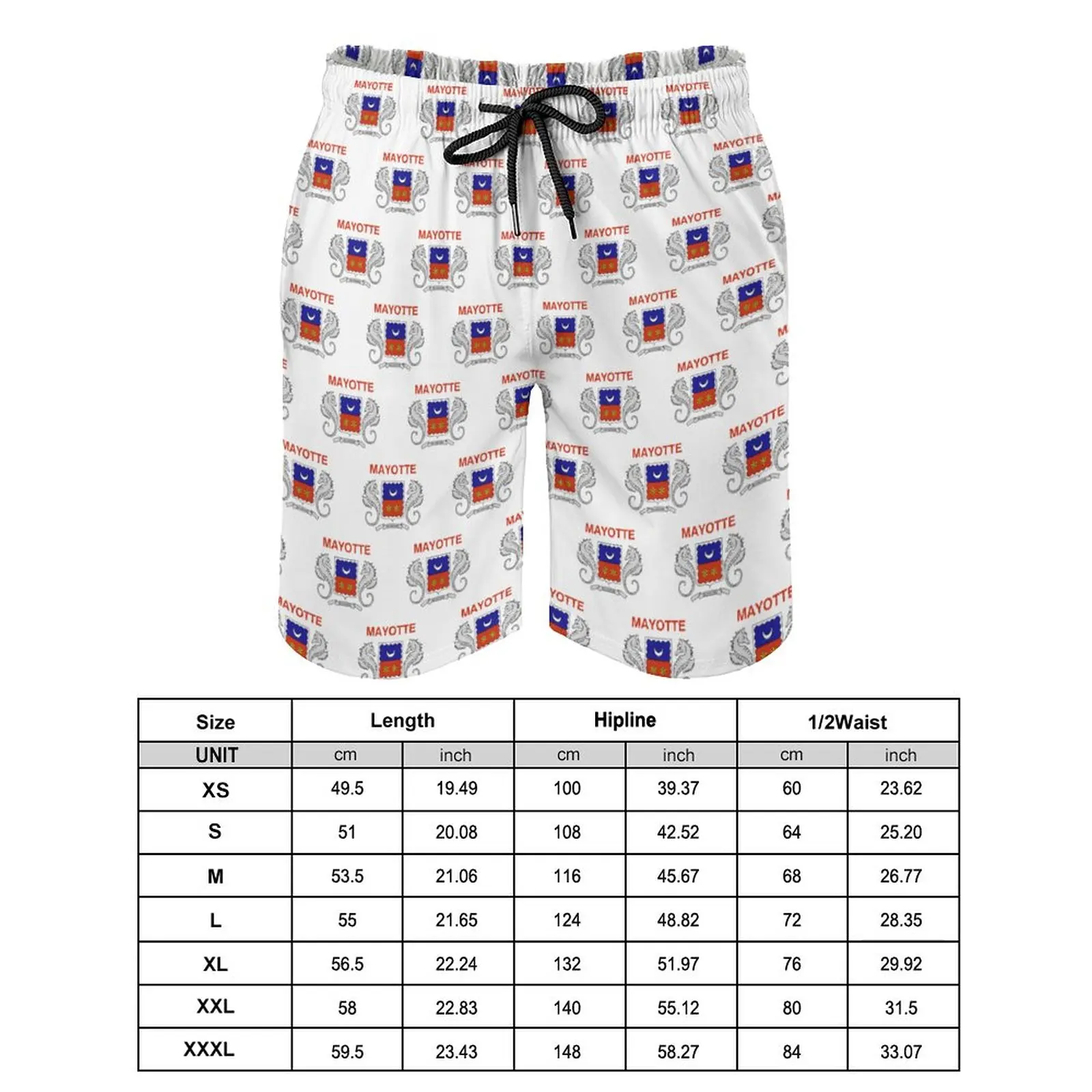 Рисунок 5 - Мужские пляжные шорты с аниме флагом Майотта (местное)