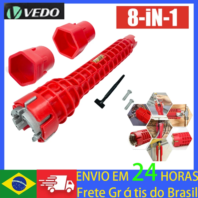 

8 In 1 Faucet and Sink Installer Repair Wrench Plumbing Tool Installation Pipe Extractor Basin Wrench for Bathroom