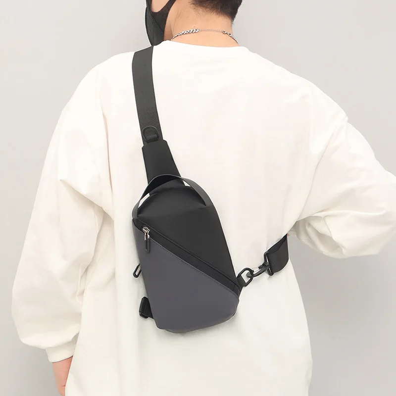 Серая многофункциональная нагрудная сумка BK противоугонная одинарная через