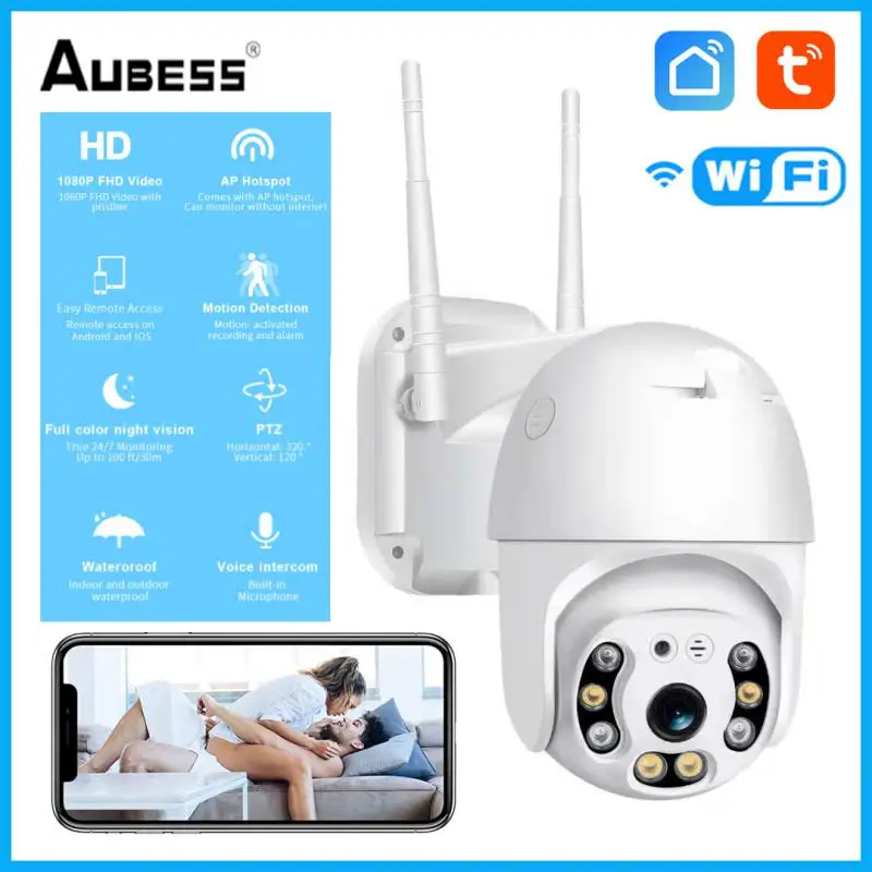 

IP-камера Tuya уличная Беспроводная с поддержкой Wi-Fi, 1080P, 4-кратным увеличением и ИК-подсветкой