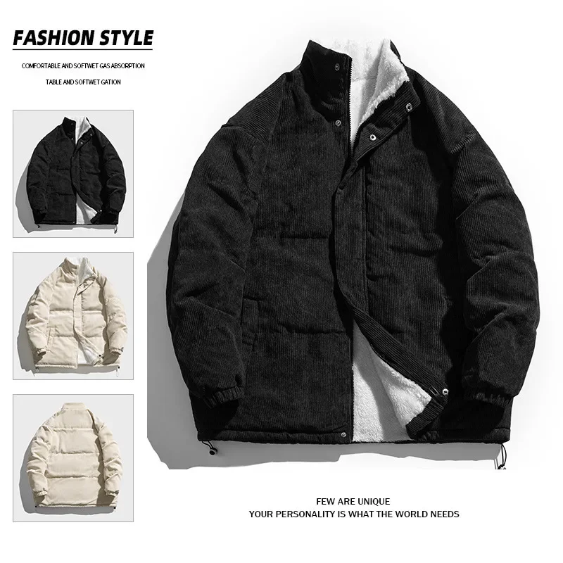 2022 Trendy Cotton Coat New Men's Autumn Winter Thickened Padded Jacket Casual Loose Fit Couple Style for Men and Women