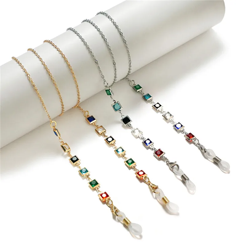 Позолоченная цепочка для очков с кристаллами и бусинами ожерелье-вешалка