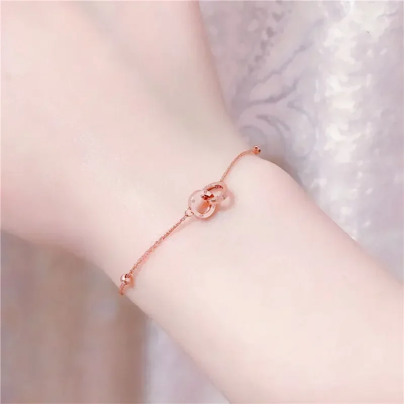 Подвое кольцо из розового золота 585 пробы с покрытием 14 карат браслеты-цепочки