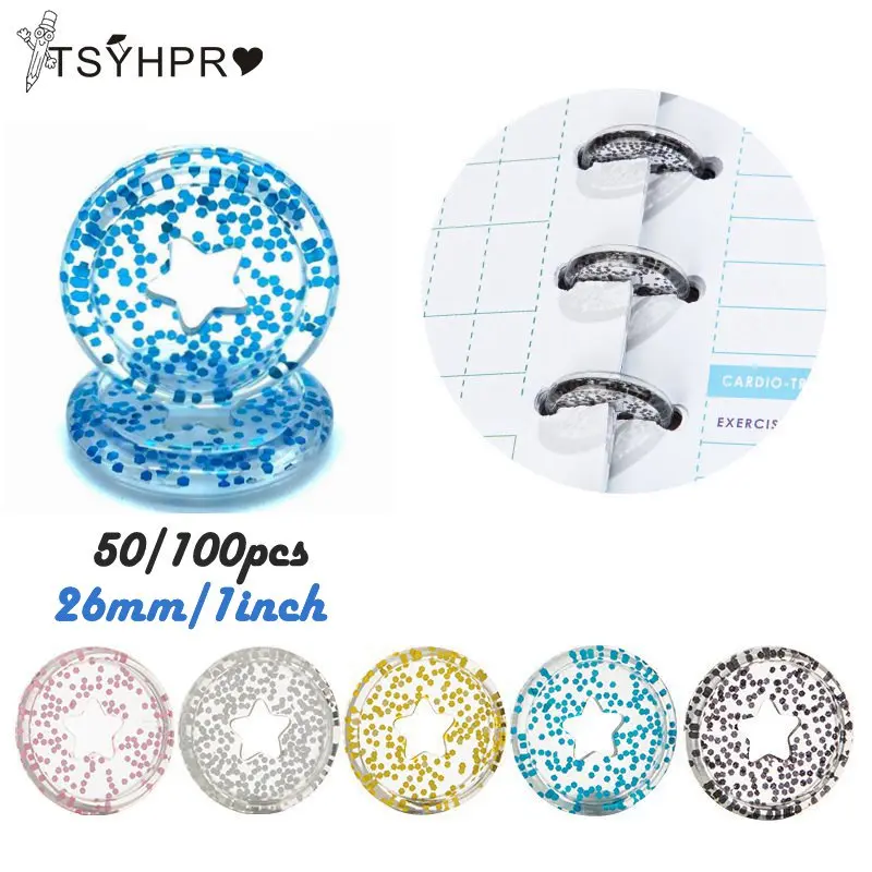 

50/100 шт. блестки Звездные диски для блокнотов 26 мм Diy планировщик диски россыпью лист гриб папка для скрапбукинга