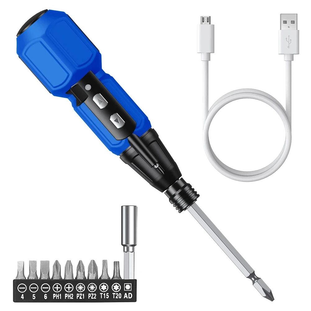 

Наборы электрических отверток, набор автоматических инструментов для домашнего ремонта, моторизованная отвертка с фонариками и USB-кабелем, синий цвет
