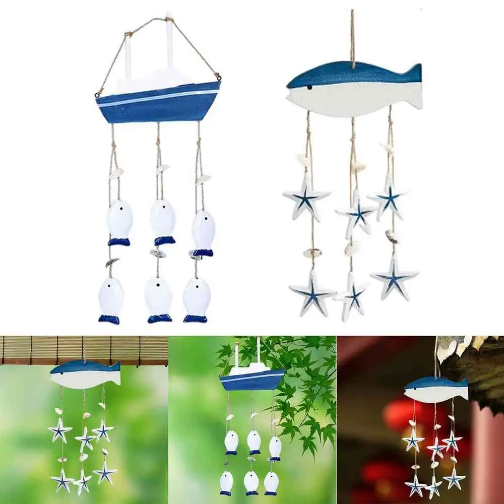 

Gift Wooden Sea Theme Garden Pendant Window Ornament Wind Chimes Home Decoration Hanging Pendant