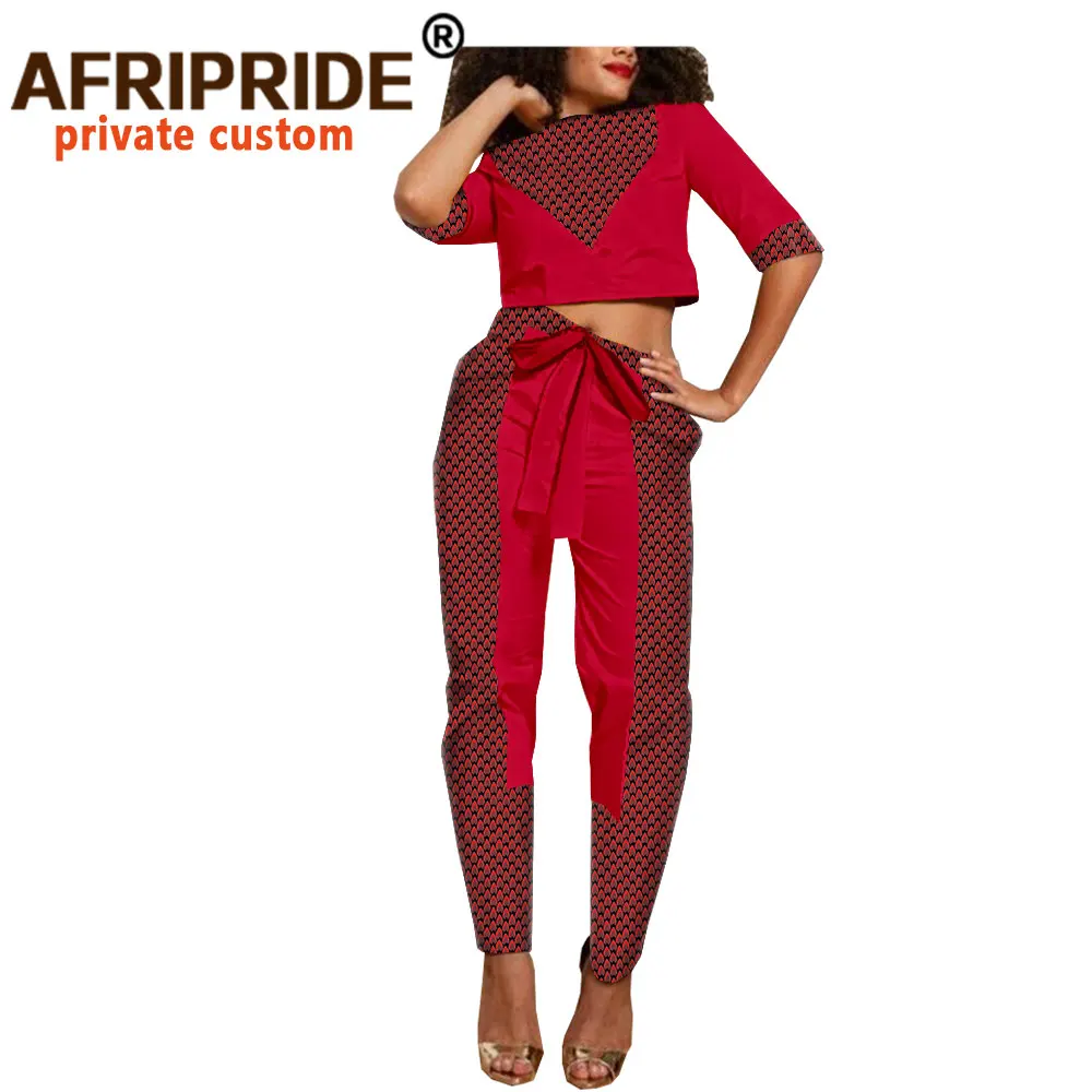 

2022 африканская одежда для женщин короткий топ и штаны с принтом комплект из 2 предметов Анкара наряд Дашики наряды Повседневный Спортивный ...