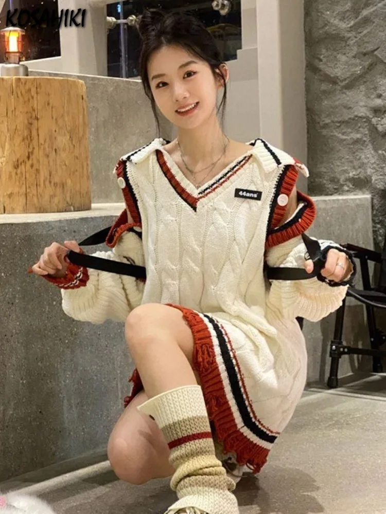 Женский Повседневный свитер со съемными рукавами Универсальный японский