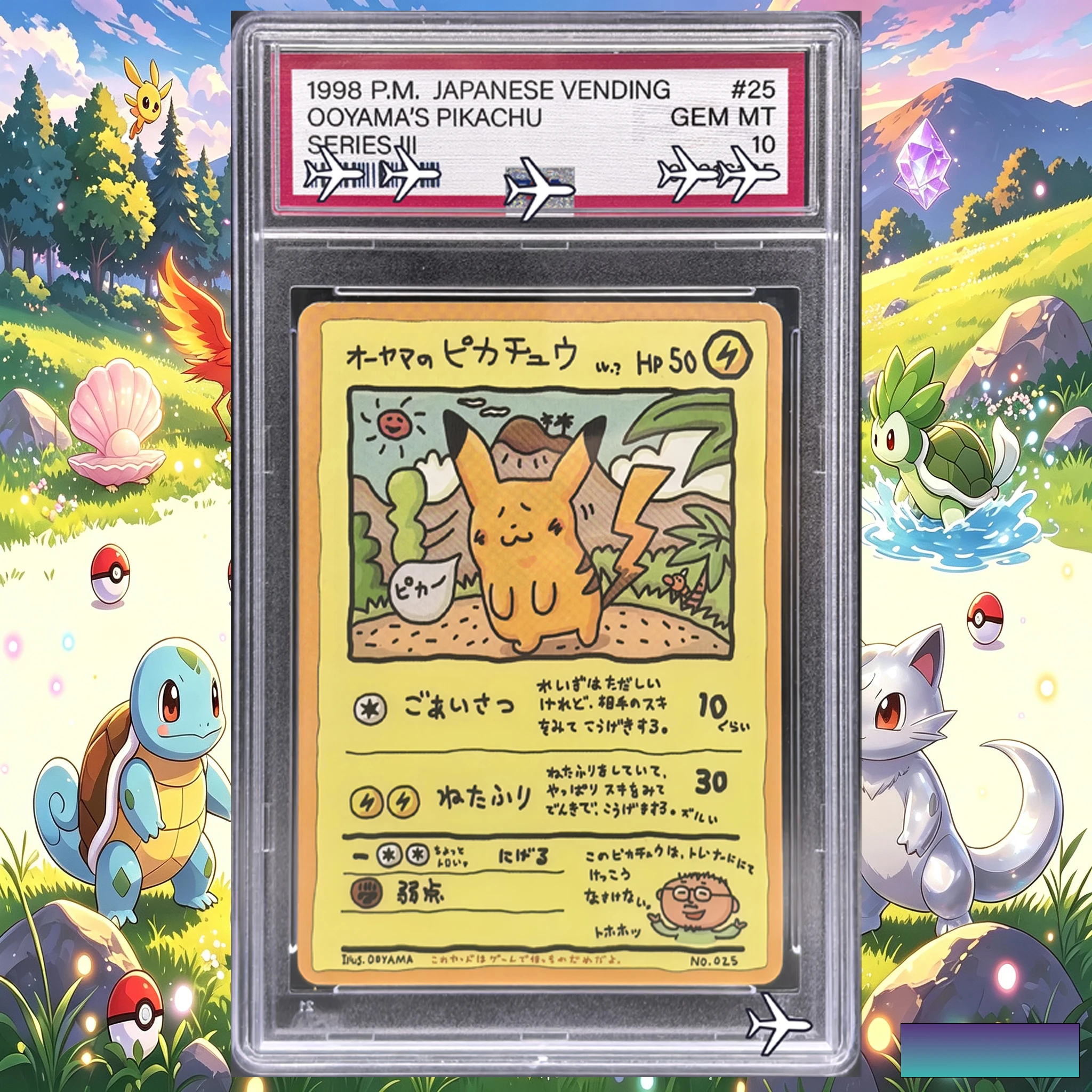 Фото Коллекционная карта Покемон из серии Ooyama's Pikachu 1998 года (III) - Японская реплика для торговых автоматов, серия для музея коллекций №2
