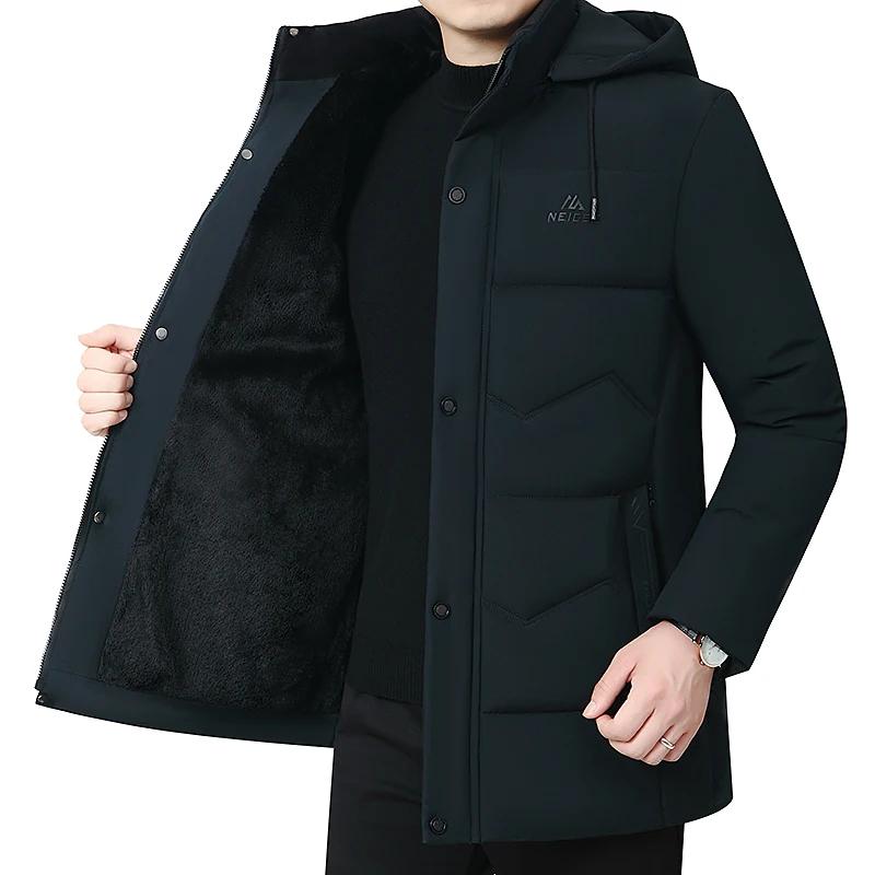 2022 Men's Coat Winter -30 Coat Men's Thickened Hooded Waterproof Coat Warm Coat Father's Coat Casual Men's Plush Collar Parka