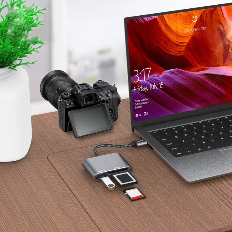 

USB Flash Card Reader Adapter 3 in 1 USB 3.0 to USB SD XQD Card Reader with Hub