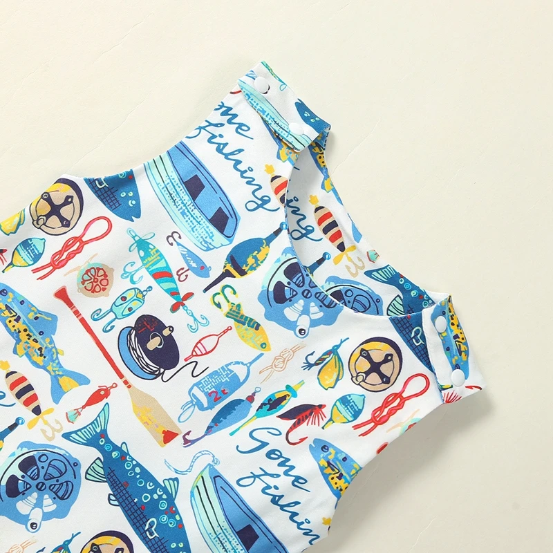 Детский комбинезон без рукавов с принтом круглым вырезом