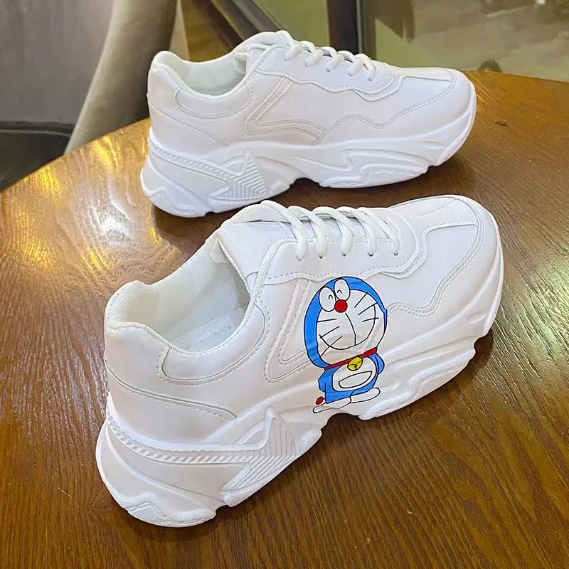Disney 2022 New Style Daddy Shoes Women Ins Trendy Mickey Versatile Height Shoes Strawberry Mickey Mouse White Shoes Women