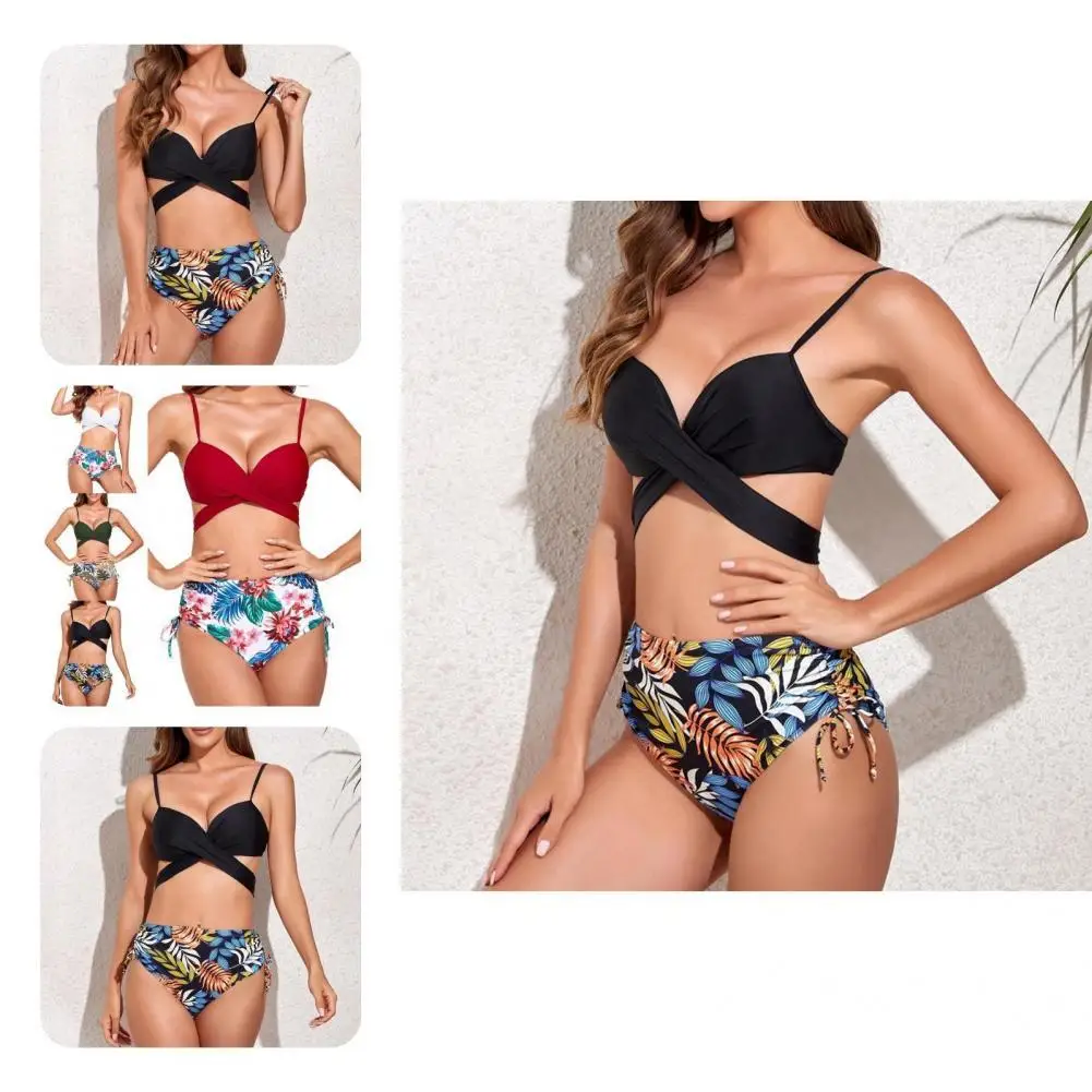 

2 Pcs/Set Chic Swimming Bikini Adjustable Strap Sweet Bathing Suit Breathable Summer Swimwear Set