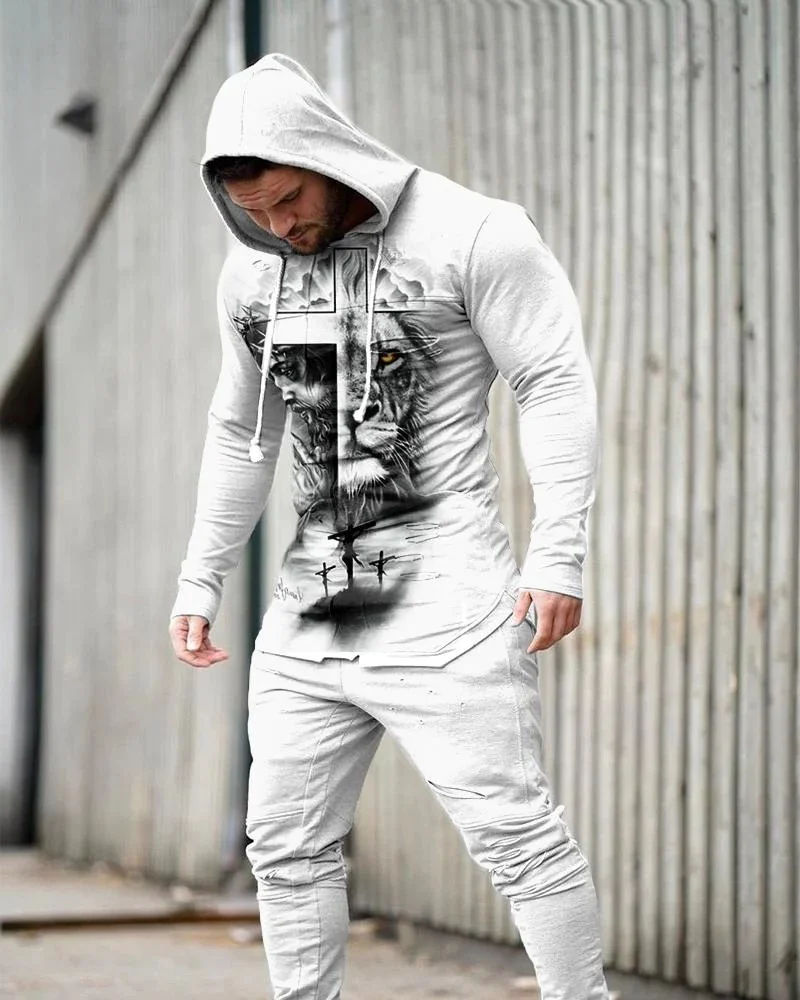 

2022 New Men Tracksuits 2 Piecs Sweat Suits Mens Printing Sweatshirts Sweatpants Sets Student Husband Sports Clothing