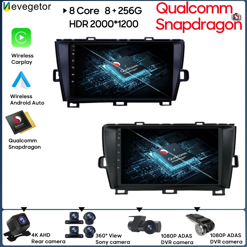 

Автомагнитола Qualcomm Snapdragon Android для Toyota Prius 3 XW30 2009-2015, мультимедийный видеоплеер, навигация Carplay