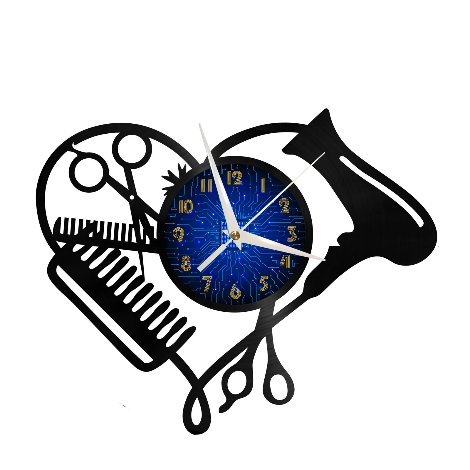 

Hair salon tools Vinyl Record Wall Clock for Kitchen Wall Decor Wall Art