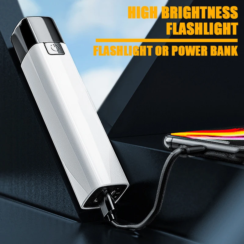 

Ультраяркий светодиодный мини-фонарик 2 в 1, фонарь с USB-зарядкой и внешним аккумулятором высокой мощности, уличное освещение, портативные фо...