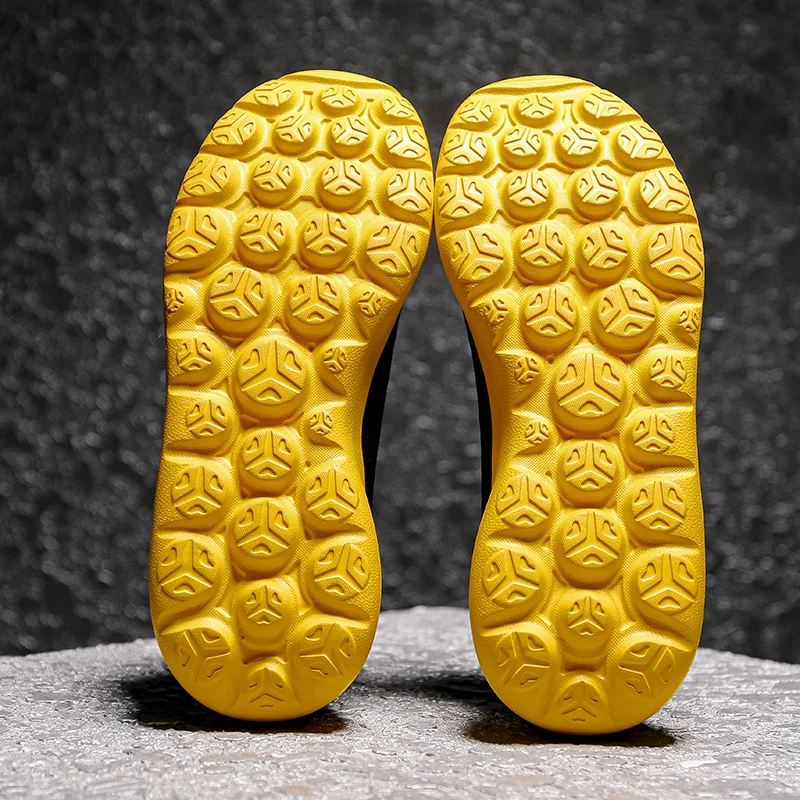 Spring New Yellow Mesh Men's Sock Sneakers Lightweight  Breathable Men Running Shoes Chunky High-top Sport Shoes Man Size 38-45