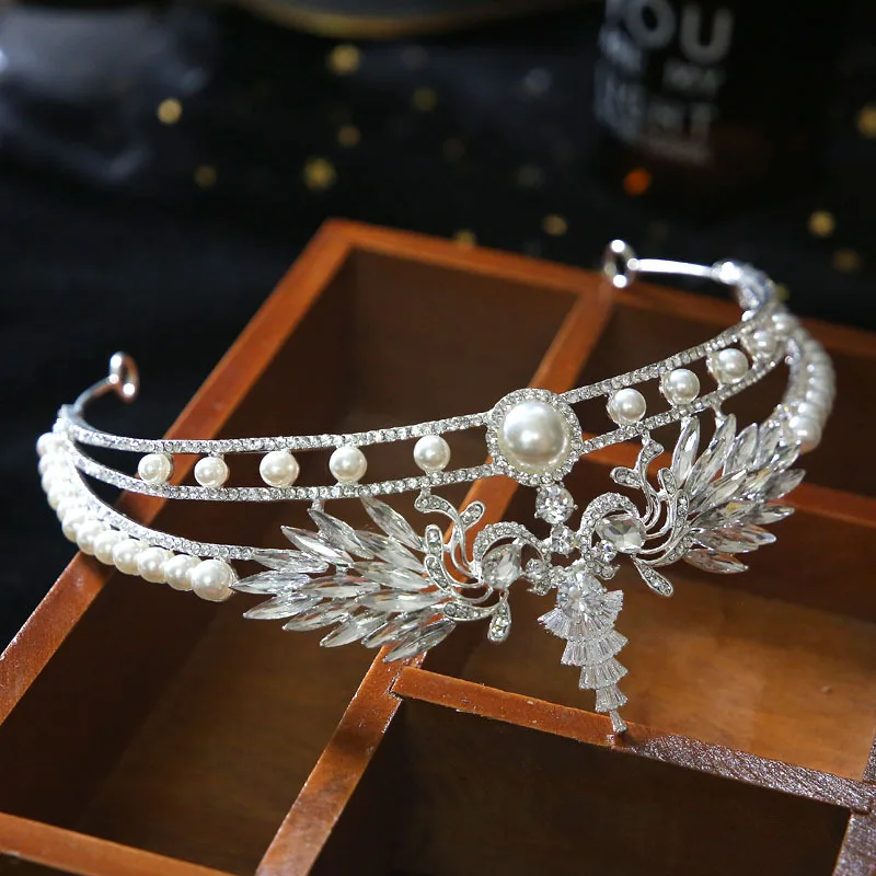 

Bridal petite hair accessories pearls bow head jewelry Zircon