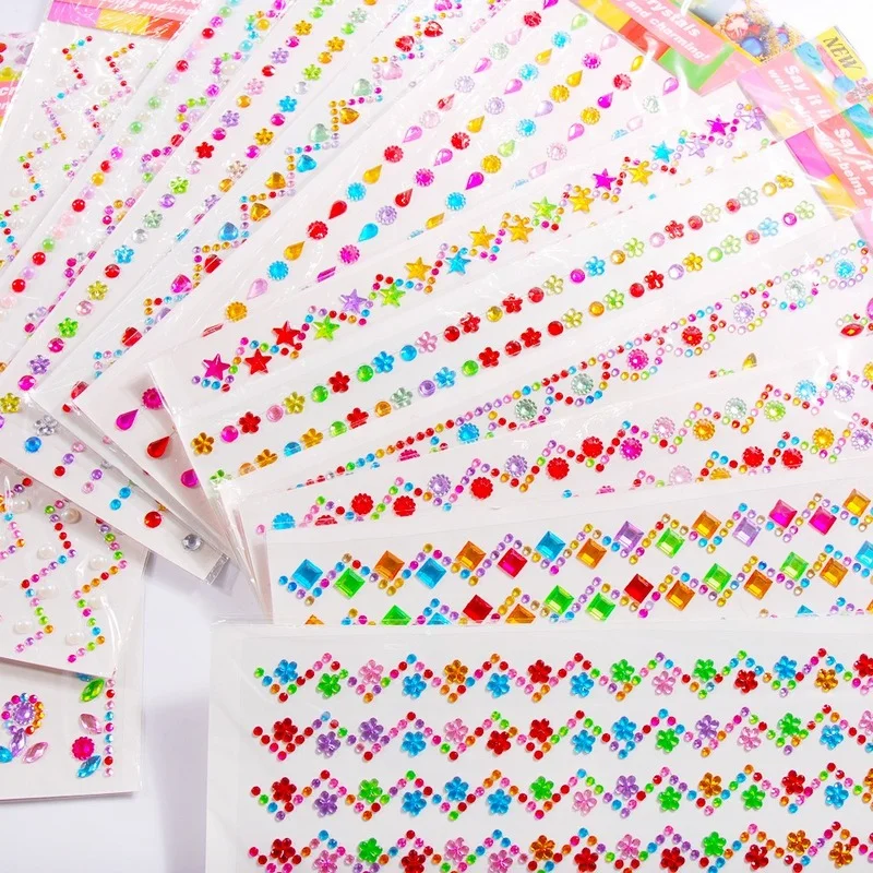 

3D Resin Rhinestone Back Glue Round Five-pointed Star Children's Makeup Face Gem Sticker DIY Self-adhesive Rhinestone Toy Sticke