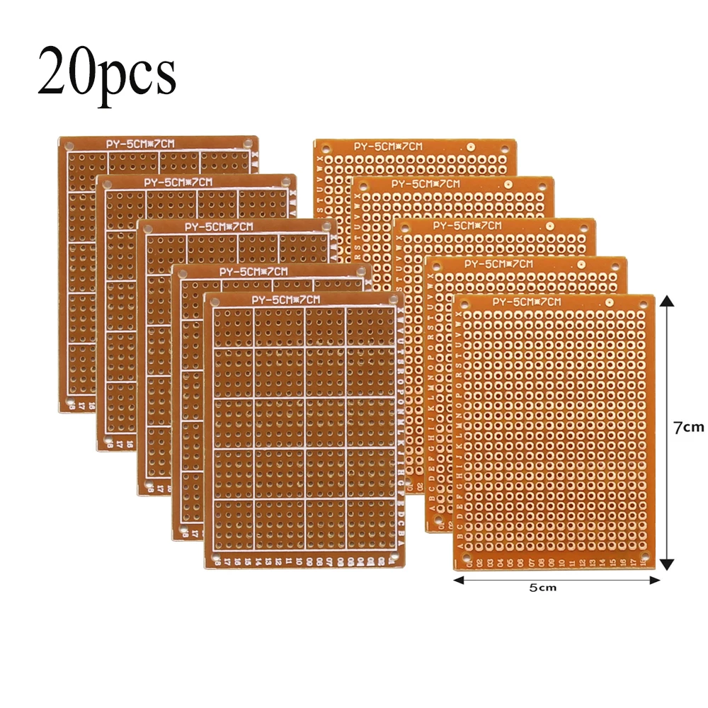 20 Pcs Copper Perfboard Paper Composite PCB Boards 5 cm x 7 cm Universal Breadboard Single Sided Printed Circuit Board