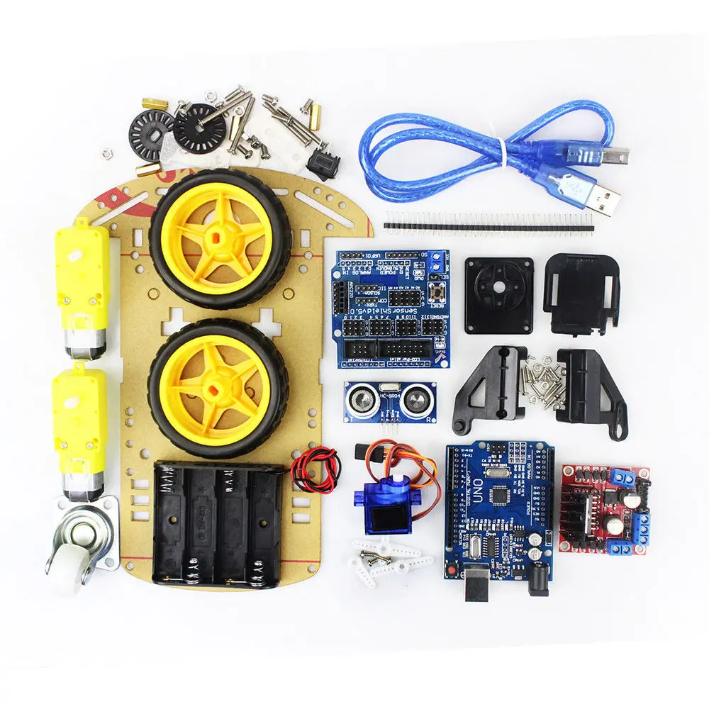 

NEW Avoidance Tracking Motor Smart Robot Car Chassis Kit Speed Encoder Battery Box 2WD 4WD UNO Ultrasonic Module For Arduino Kit