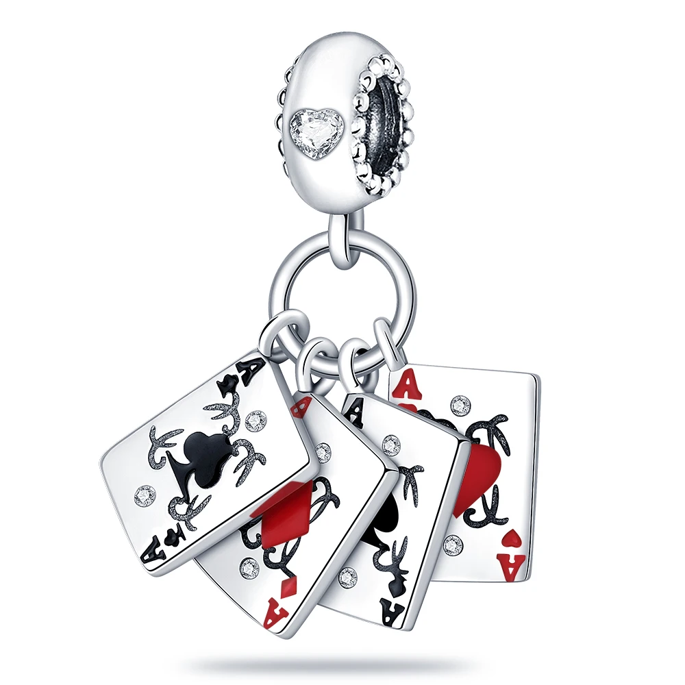 Женские серебряные бусины на высоких каблуках с клевером |