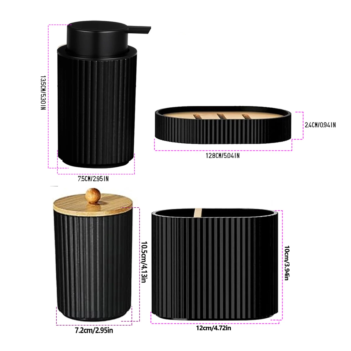 

Набор аксессуаров для ванной комнаты черный