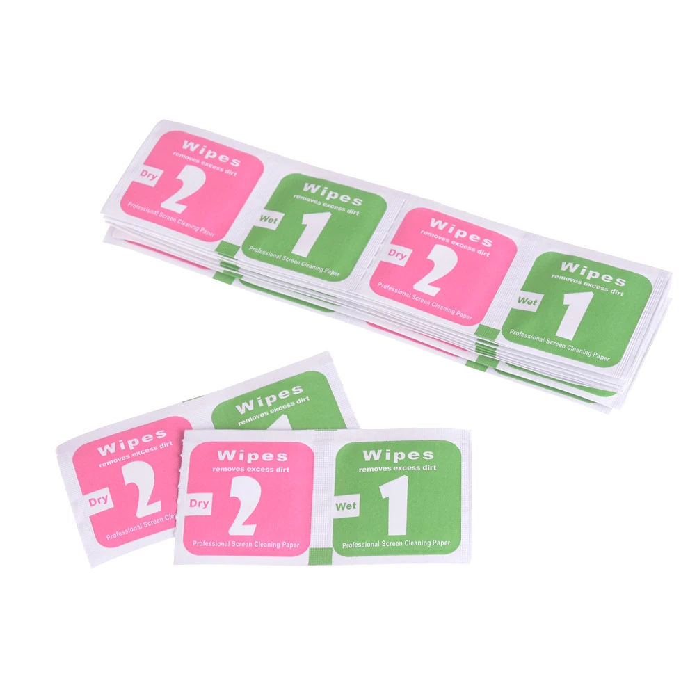 200pcs/lot Wet+ 200Pcs Dry Camera Lens LCD Screen Protector Dust Removal Wet Dry Dust Cleaning Cloth Wipe Paper For Phone/DV