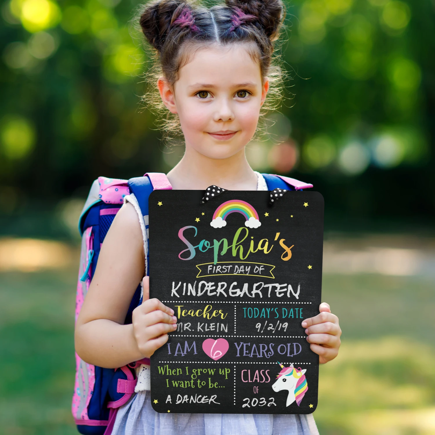

First Day of School Unicorn Dry-Erase Sign, Black, Whiteboard