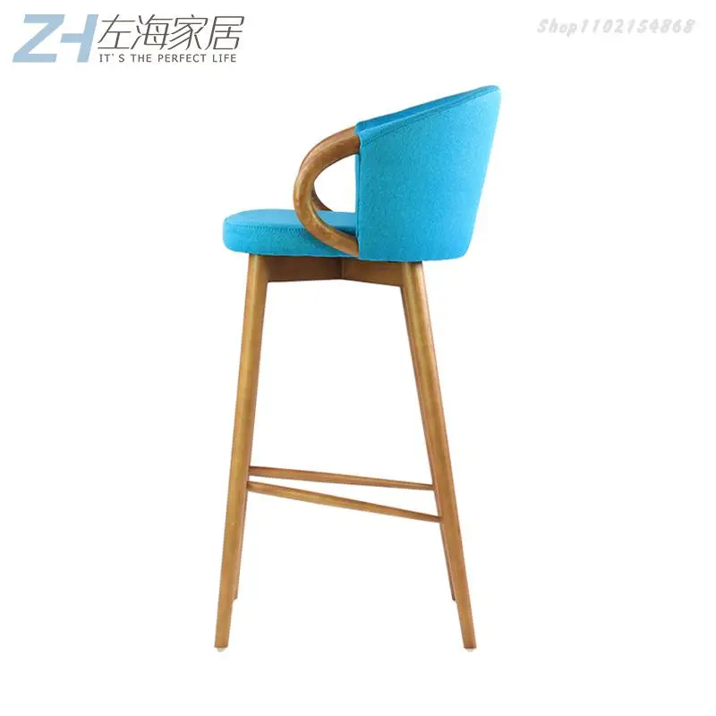 Скандинавский высокий стул из массива дерева простой современный домашний