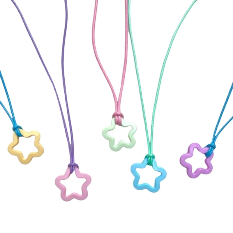 

Flower Pendant Necklace Acrylic Bloom Charm Clavicle Chain Colorful Sweet Cool Y2K Necklace Jewelry Ornament Women Girl