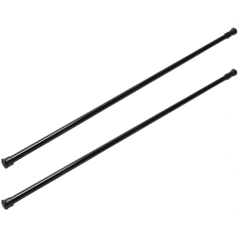 

2X Extendable Telescopic Spring Loaded Net Voile Tension Curtain Rail Pole Rods,70-120Cm,Black