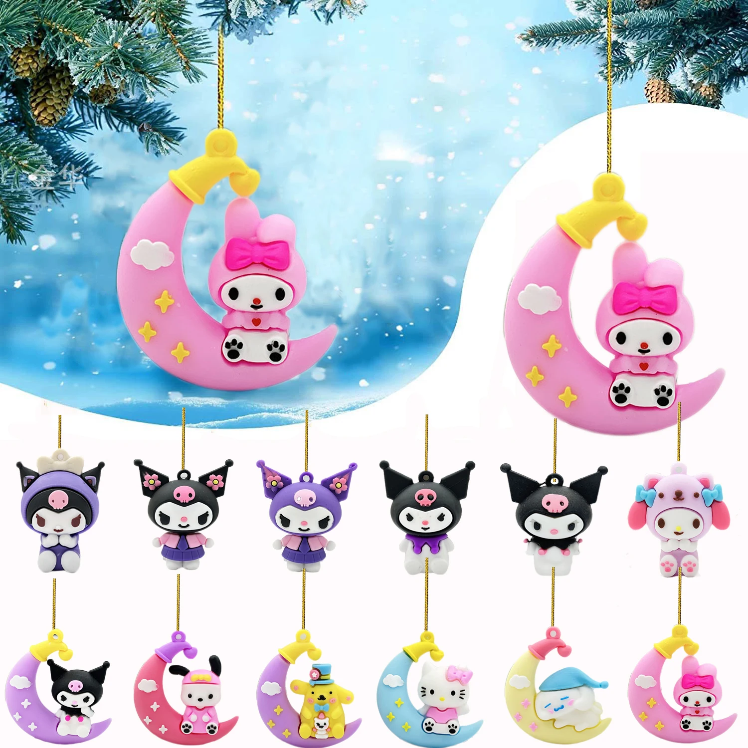 

Sanrio Original Cartoon Pendant Hello Kitty Melody Kuromi Model Doll 5cm Action Figures Car Ornaments Christmas Decoration Gifts