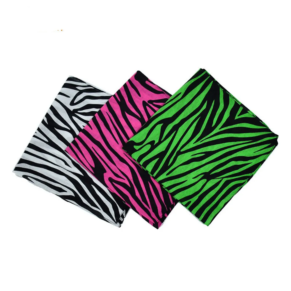 100% Cotton Zebra Stripes Punk Hip Hop Headwear Kerchief Bandanas Foulard Neckerchief Square Scarf for Women/Men/Boys/Girls