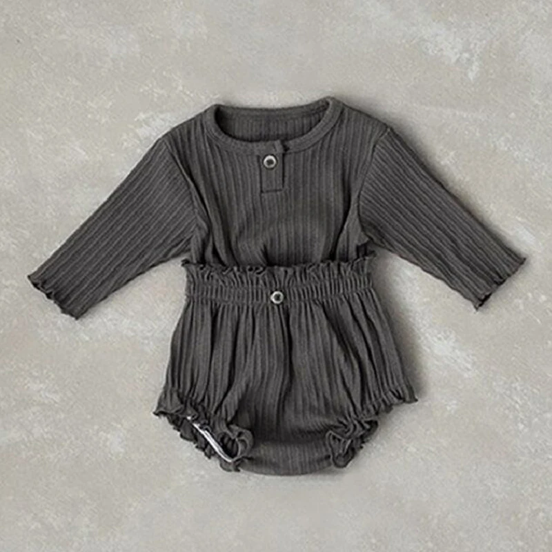 

Простые Летние хлопковые пуловеры с радужной вышивкой для мальчиков и девочек, топы с длинным рукавом, детский однотонный костюм с шортами ...