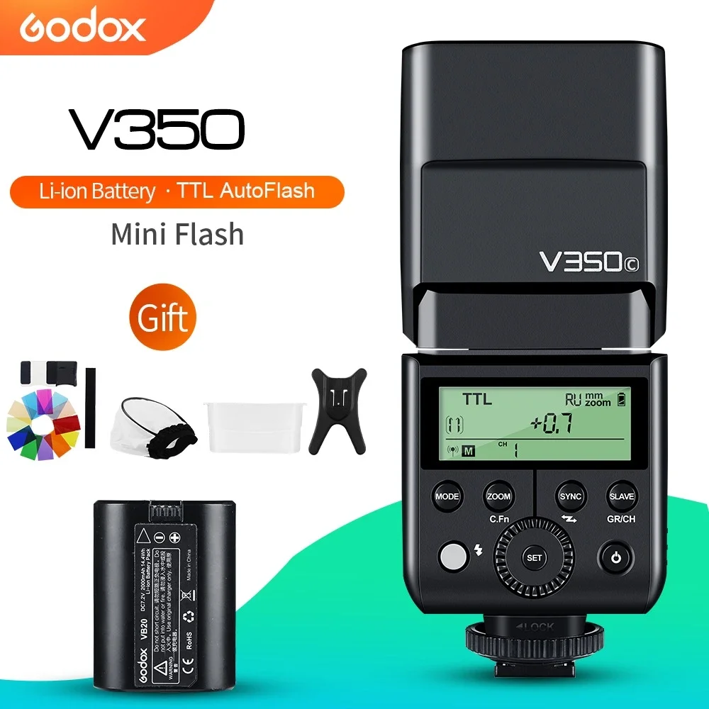 

Godox V350C V350N V350S V350F V350O TTL HSS Camera Speedlite Flash Built-in Lithium Battery for Canon Nikon Sony Fuji Olympus