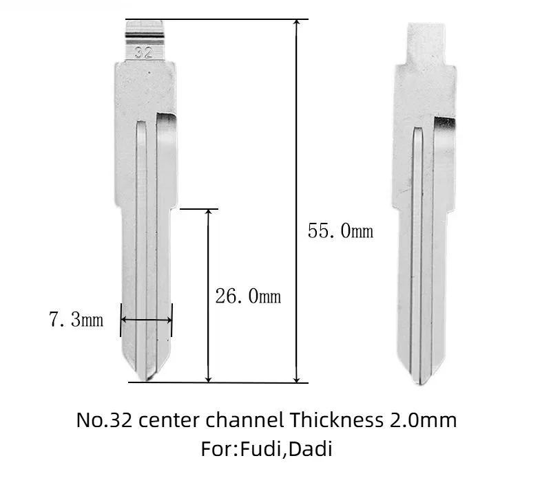 10шт 32 #   Заготовки для ключей, металлические необрезанные пустые откидные лезвия для дистанционного ключа для Fudi, Dadi KD Xhorse VVDI JMD