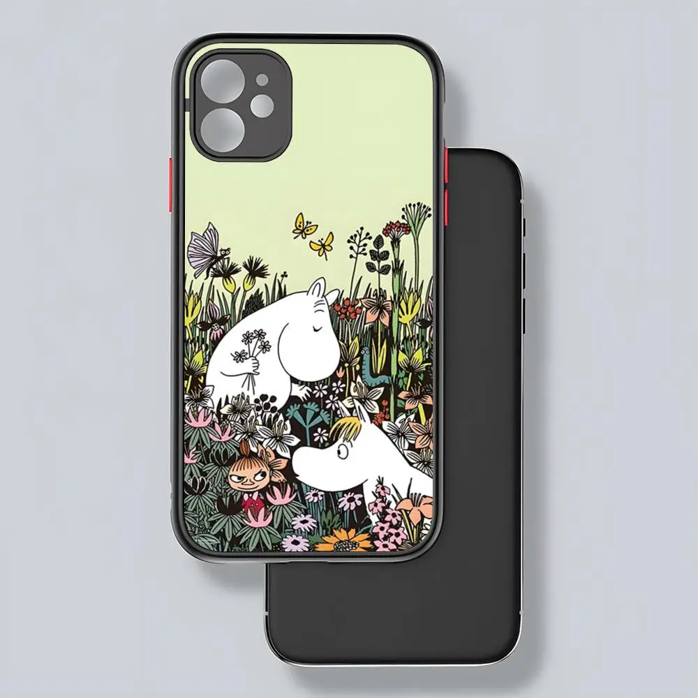 Anime M-Moomin-Hippo Phone Case Matte Transparent For 16 15 IPhone 12 11 13 Pro Max X XR 8 Plus Back Cover