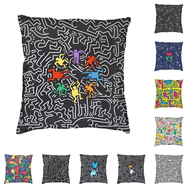 Abstract Dance Mickey Haring Nordic Throw Pillow Covers Home
