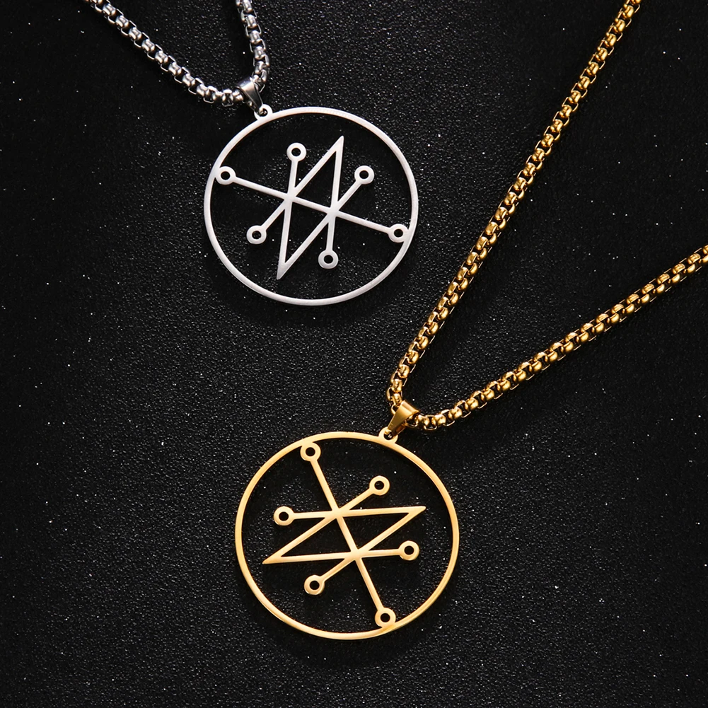 Подвеска LIKGREAT Azazel сигил ожерелье из нержавеющей стали очаровательные ожерелья дьявола ожерелья для женщин и мужчин знаки о демоническом символе окуляр амулет ювелирные изделия