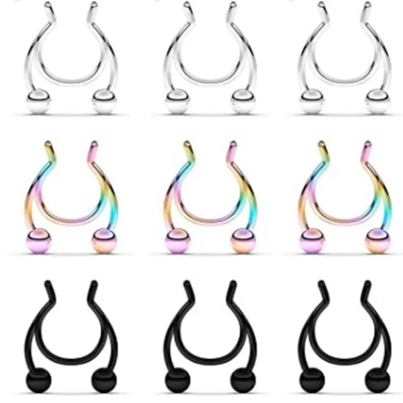 

3 Piece Classic False Nose Clips Medical Stainless Steel Hot Sale Nasal Septum False Nose Ring Piercing Jewelry Birthday Gifts