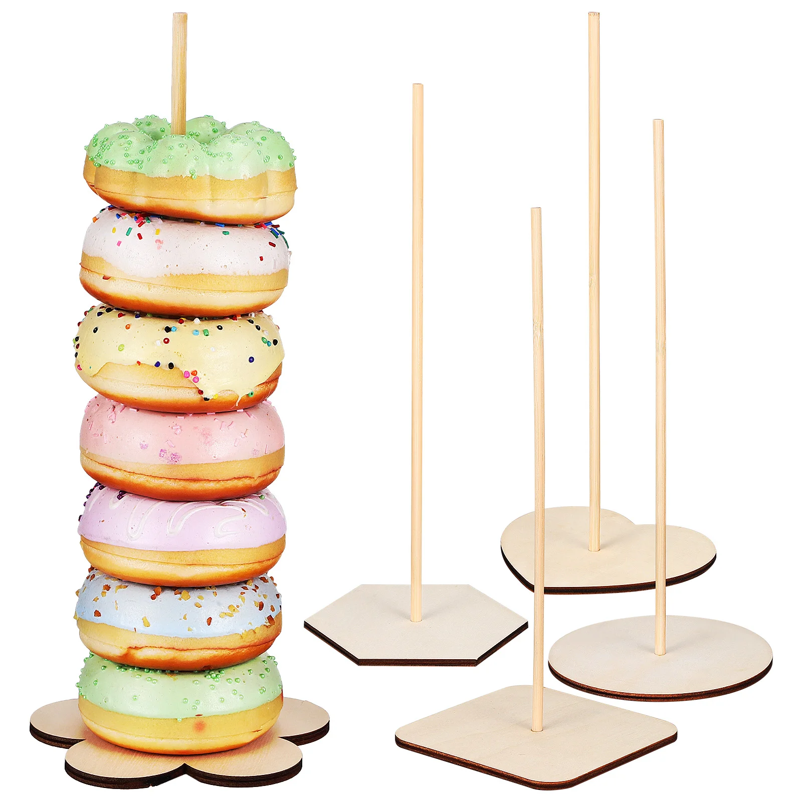 

5 Pcs Donut Stand Donuts Reusable Rack Holder Wooden Centerpieces Party Boxwood Display Tower The Table Rod Bar